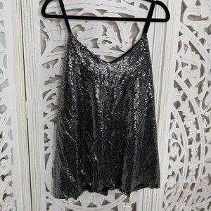 Nellie Mae Silver Sequined Metallic Tank
